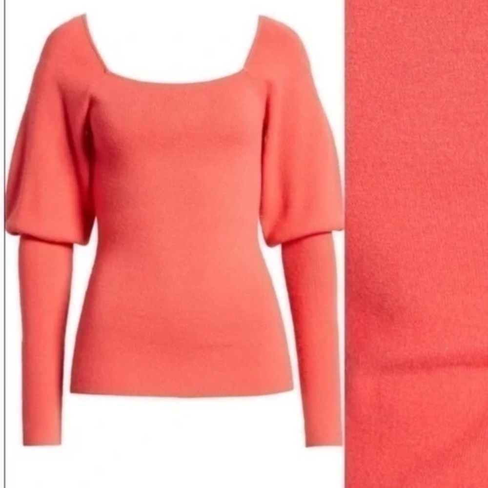 Something Navy Square Neck Puff Sleeve Sweater